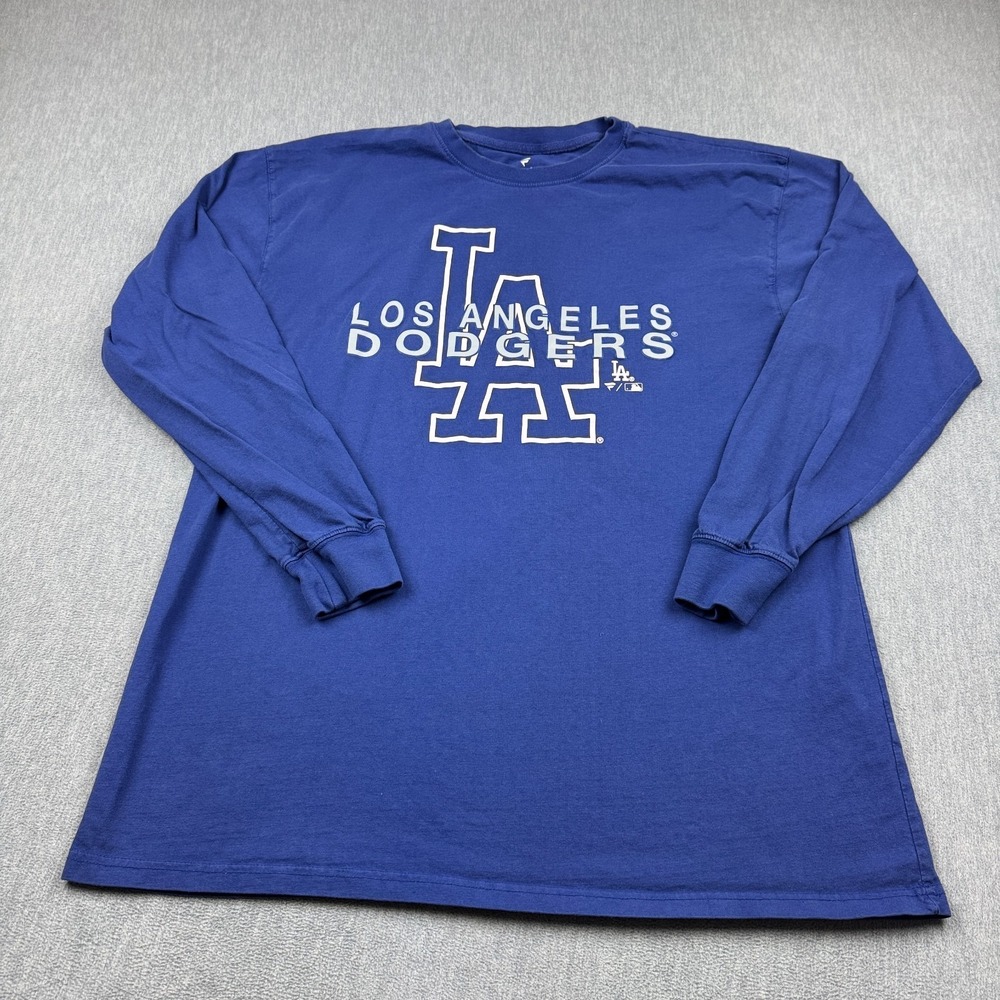 LA Dodgers Shirt Mens 2XL XXL Blue MLB Baseball Fanatics Crew Neck ‎ Long Sleeve
